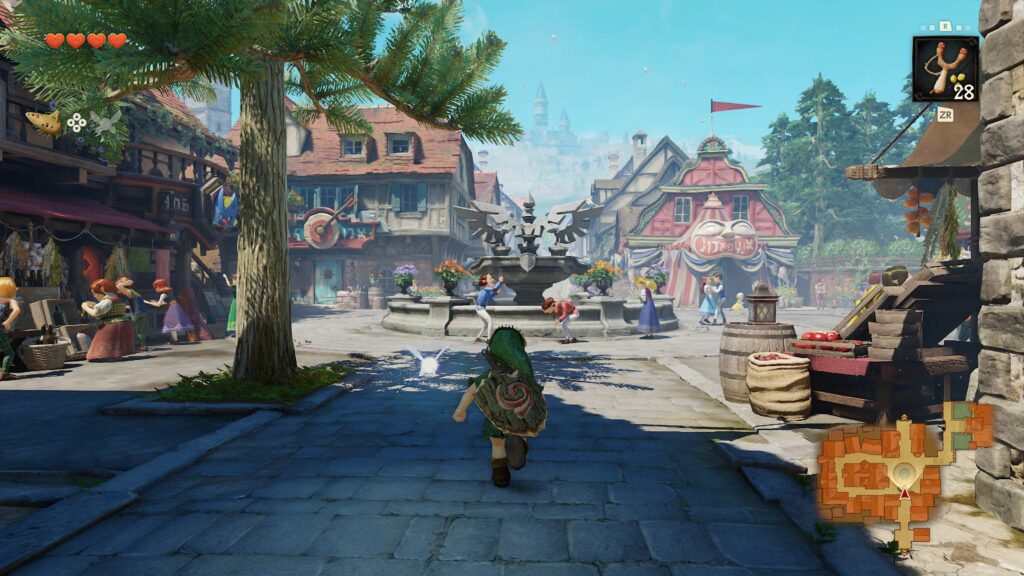Link sur la place du Bourg d’Hyrule avec ses habitants