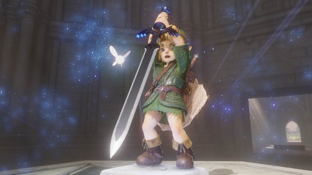 Link brandit l’épée de légende dans le Temple du Temps
