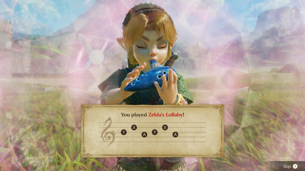 Link joue la berceuse de Zelda à l’ocarina