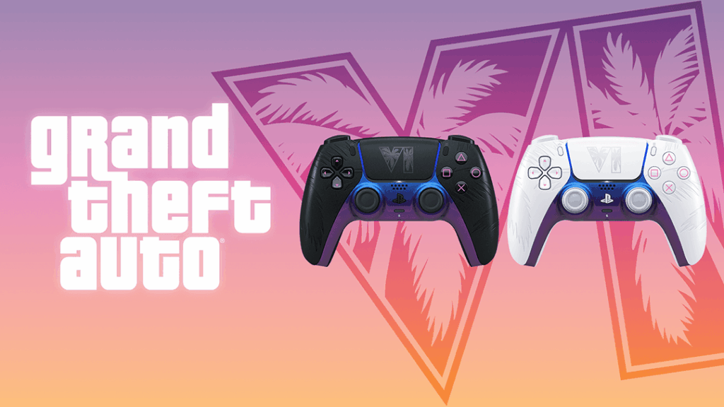 Manettes DualSense édition limitée Grand Theft Auto VI, noire et blanche