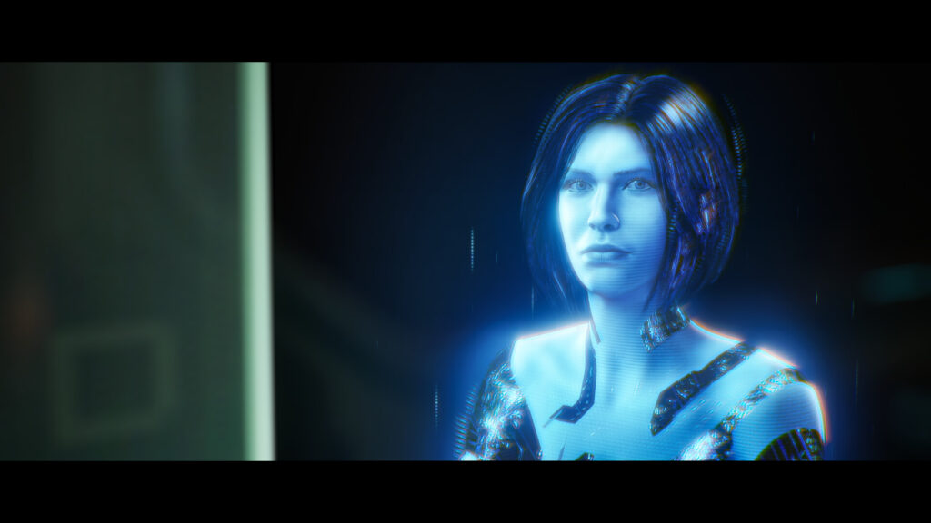 L’hologramme bleu de Cortana dans une cinématique